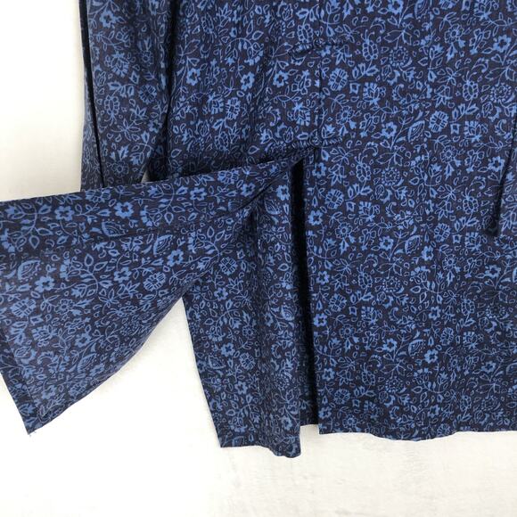 SPRING BREEZE Italian Tunic Sz M Blue Linen Cotton Button Up Mandarin Lagenlook‎ - Picture 10 of 13